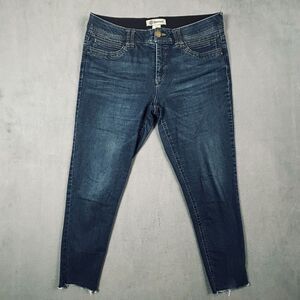Democracy Jeans Womens 14 Ab Technology Dark Blue Wash‎ Stretch Denim Raw Hem